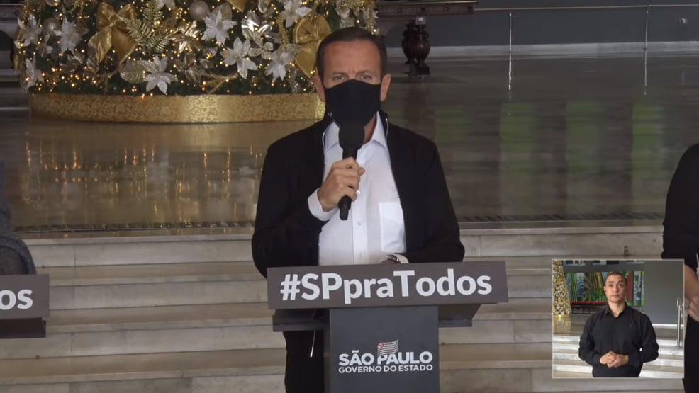 Doria: SP dispensa uso de máscaras ao ar livre a partir de 11 de dezembro