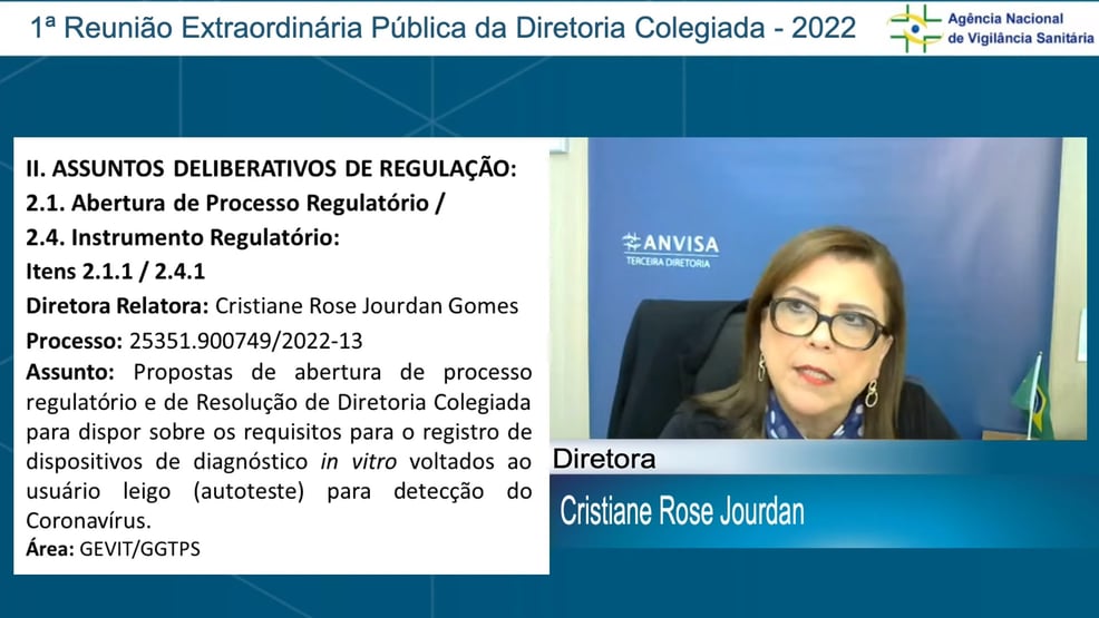 Diretora da Anvisa vota a favor de autorização dos autotestes