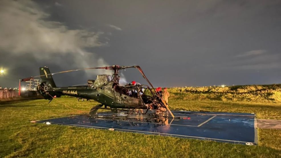 Helicóptero do Ibama é incendiado em Manaus