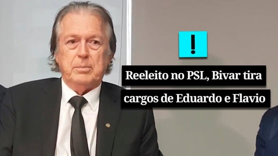 Vídeo: reeleito presidente do PSL, Bivar anuncia que Flávio e Eduardo perdem cargos no partido