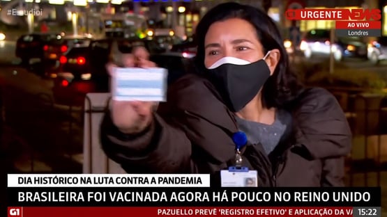 Brasileira é vacinada no Reino Unido