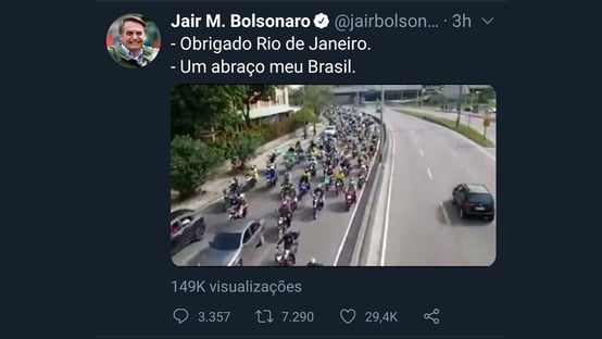 Três dias antes de motociata, Bolsonaro anunciou isenção de pedágio para motos