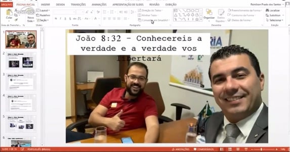 Capa de powerpoint dos irmãos Miranda tem lema bíblico de Bolsonaro