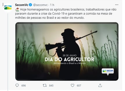 Secom apaga post que exibia homem com arma para representar agricultor