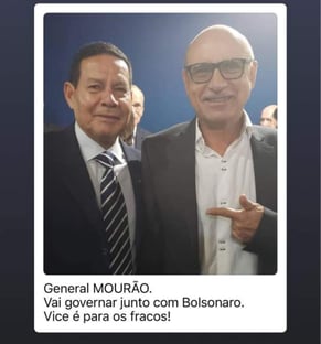 Queiroz compartilha post antigo ao lado de Mourão: “Vai governar com Bolsonaro”