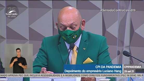 Hang exibe propaganda das lojas Havan na CPI