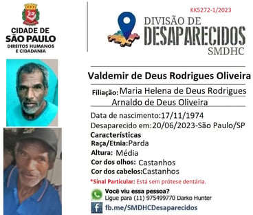 Você pode ajudar a encontrar Valdemir, um dos desaparecidos do Brasil