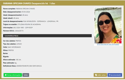 Você pode ajudar a encontrar Fabiana, uma das desaparecidas do Brasil