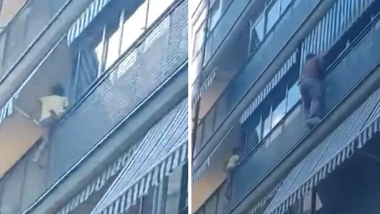 Brasileiro salva menino de 7 anos agarrado a varanda em prédio na Espanha — Foto: Reprodução/Instagram