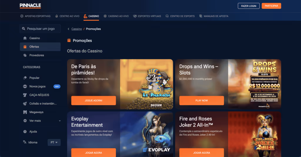 Pinnacle casino – Excepcional seleção de jogos para o Brasil
