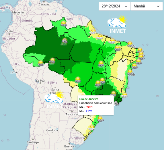 Previsão do tempo: Chuvas intensas são esperadas em Minas e Rio de Janeiro