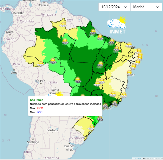 Previsão do tempo São Paulo terá chuva e instabilidade nesta 3°feira