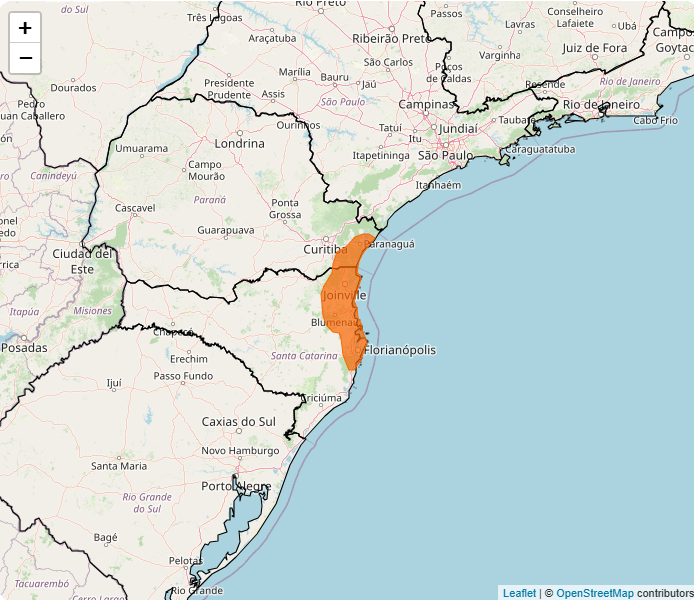 Alerta do Inmet de perigo de acumulado de chuva no Sul do Brasil