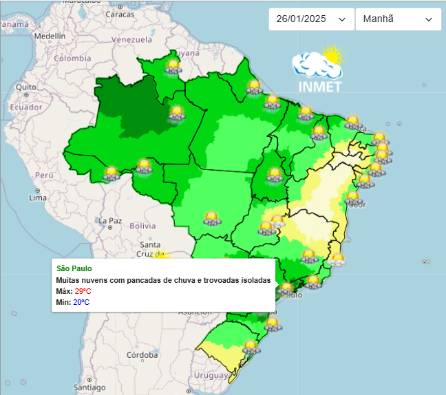 Previsão do tempo em São Paulo para última semana de janeiro