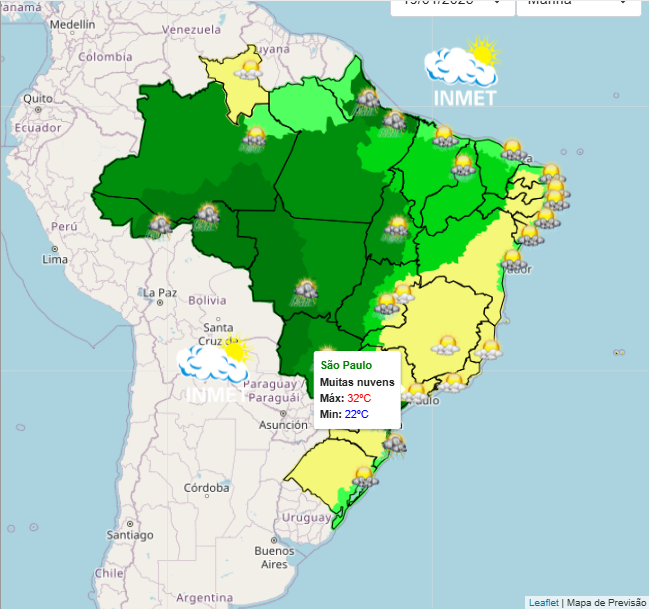 Previsão do tempo para São Paulo nesse domingo, 19