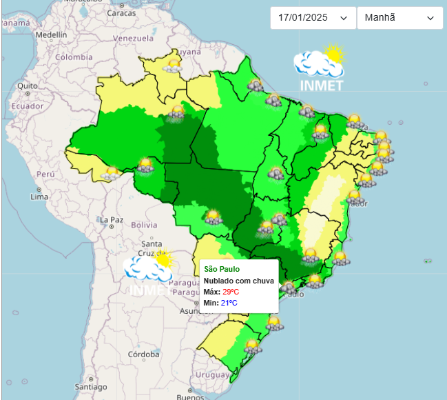 Previsão do tempo para São Paulo nesta 6°feira e final de semana