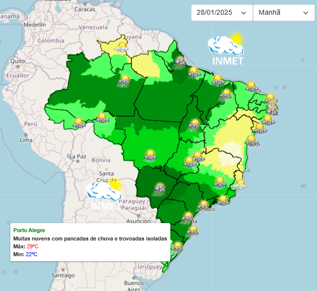 Previsão do tempo para a semana no Grande do Sul