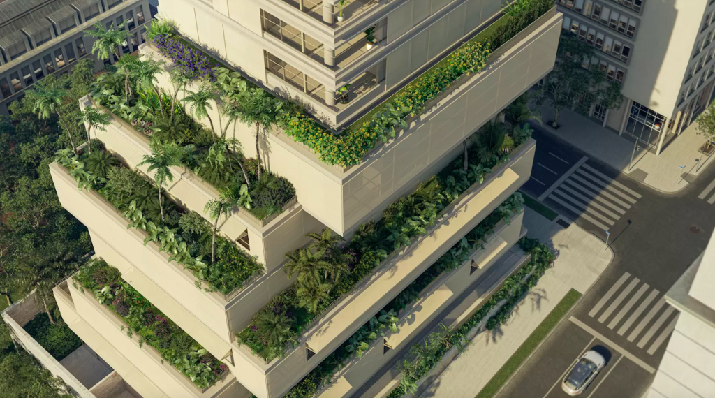 Arborização em diversos andares em plena Alameda Jaú