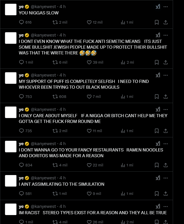 Kanye West perde a linha e se declara "racista" e "nazista"