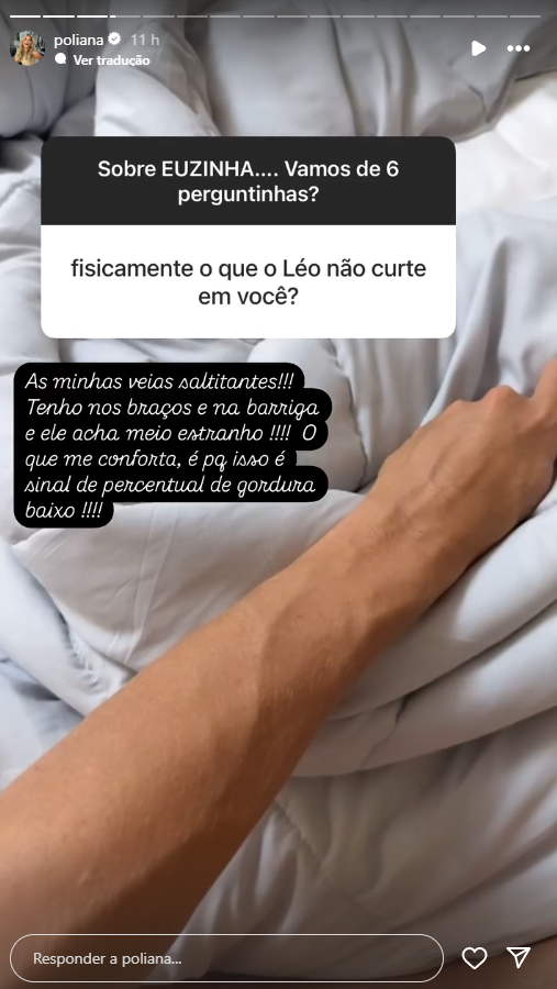 Poliana Rocha mostra parte do corpo que Leonardo não gosta