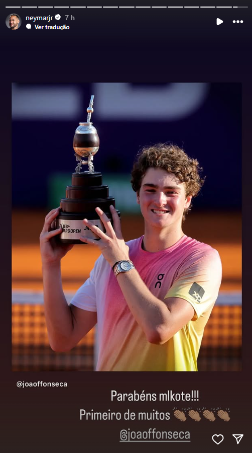 João Fonseca vence torneio ATP e é parabenizado por Neymar