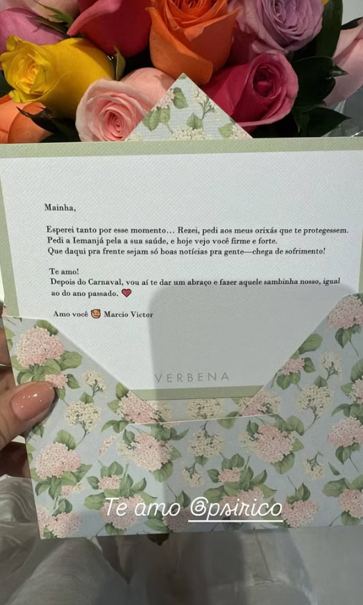 Preta Gil recebe apoio de ex e de amigos durante recuperação