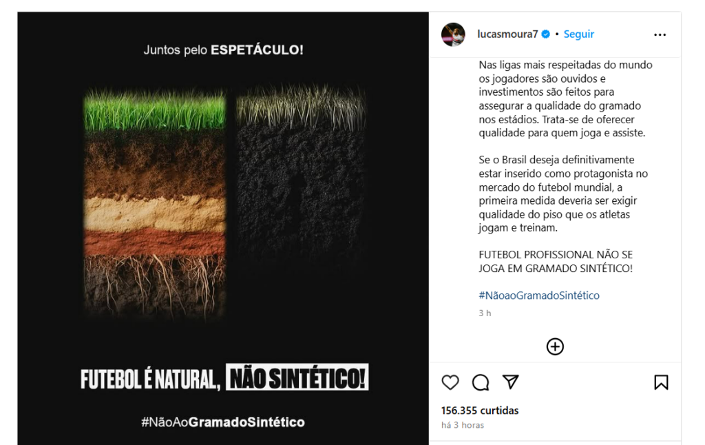 Jogadores brasileiros protestam contra gramado sintético