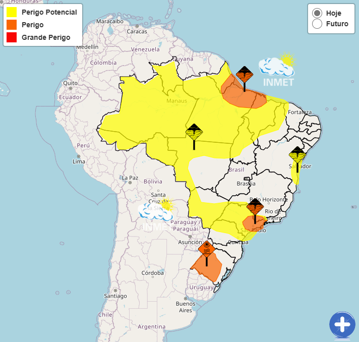 Inmet emite alertas para intensas chuvas de primavera no Brasil