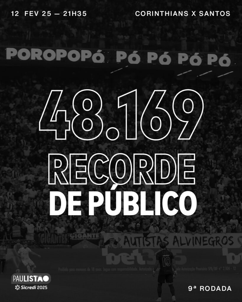 Corinthians bate recorde de público na Neo Química Arena em clássico contra o Santos