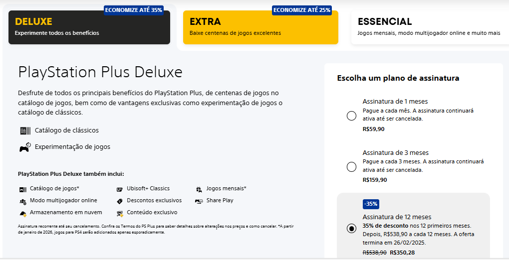 PS Plus com desconto de até 35% em planos anuais. Confira