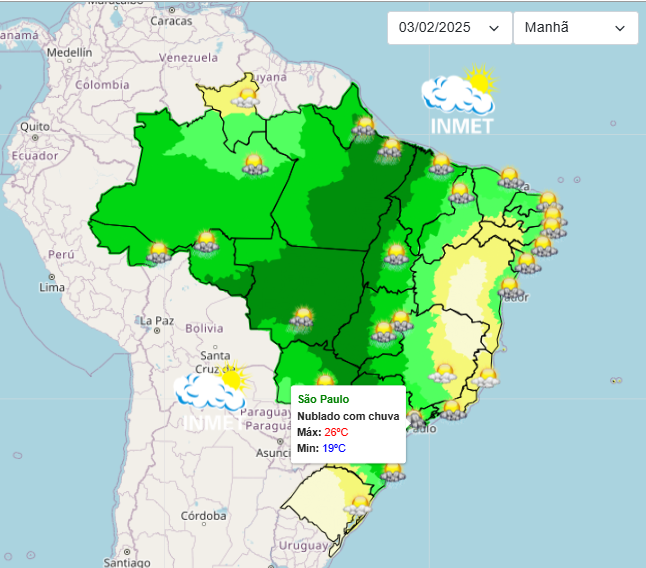 Previsão do Tempo para São Paulo: Início de semana com chuvas isoladas