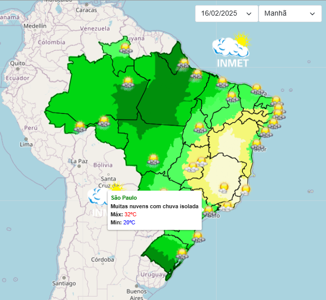 Previsão do tempo para São Paulo nesse domingo, 16