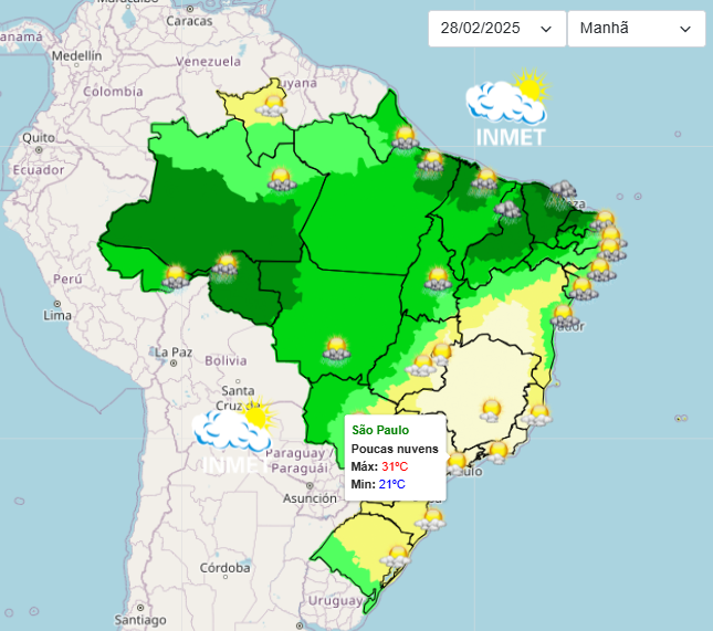 Previsão do tempo para São Paulo nesta 6°feira de Carnaval