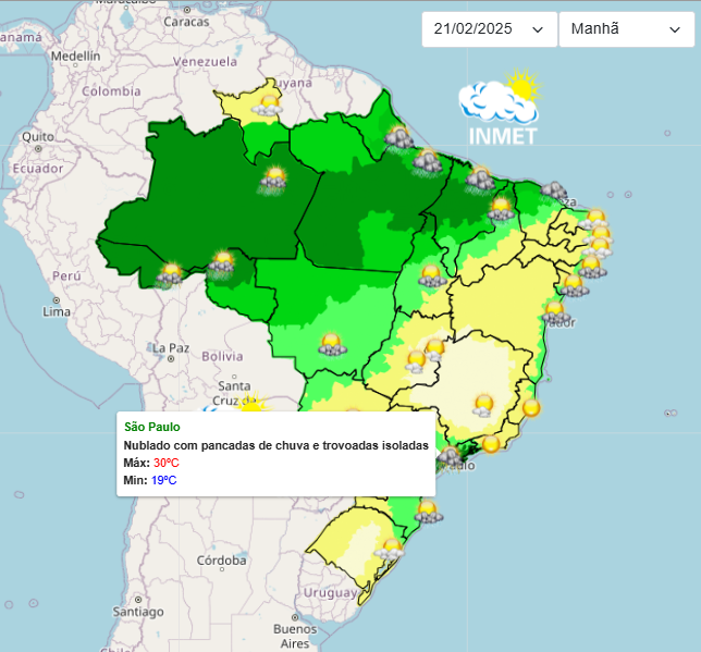 Previsão do tempo para São Paulo nesta 6°feira e final de semana