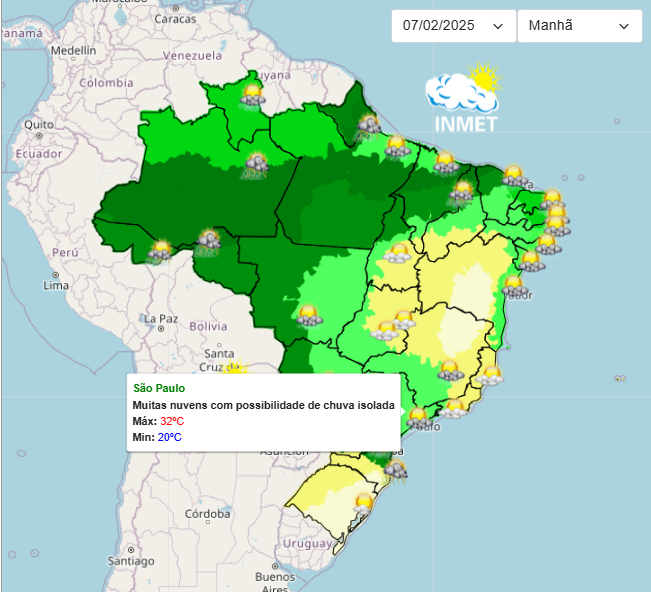 Previsão do tempo para São Paulo nesta 6°feira e final de semana