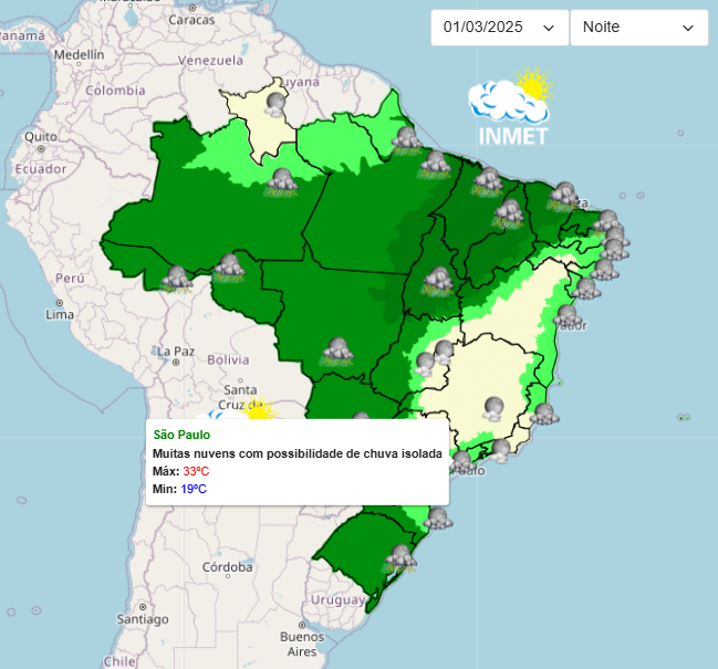 Previsão do tempo para o Carnaval em todo o Brasil