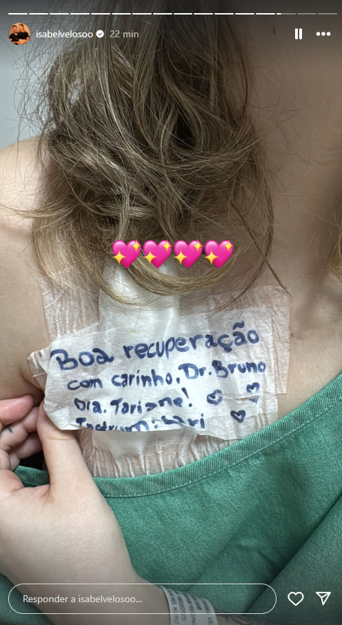 Isabel Veloso publica foto após a cirurgia