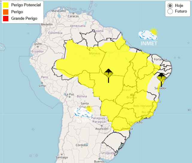 Alerta Inmet para chuvas intensas até 2°feira, 24. Veja as regiões