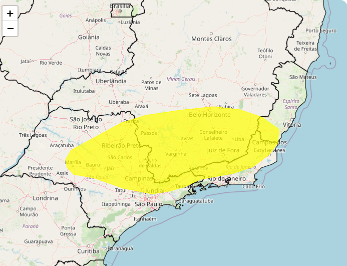 Alerta do Inmet para tempestade na região Sudeste