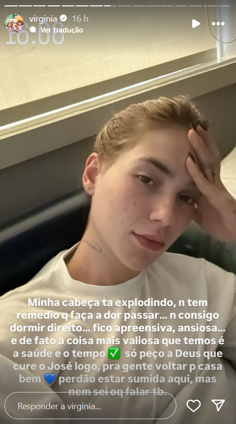 Virginia Fonseca sofre com a hospitalização do filho