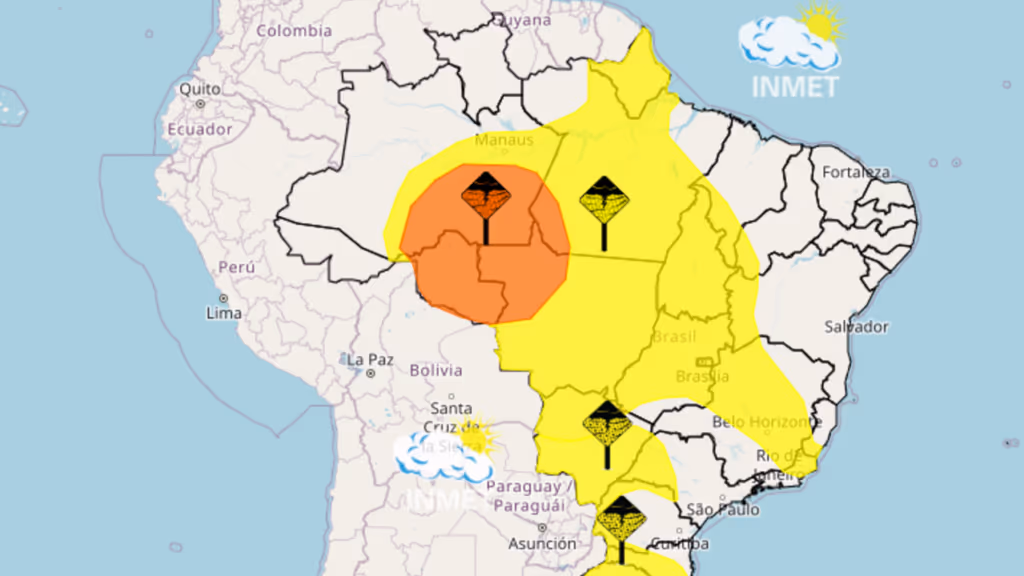Alerta Amarelo em Minas Gerais indica chuvas fortes e ventos intensos