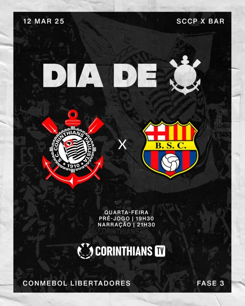 Corinthians pronto para decisão contra Barcelona (EQU) pela Libertadores