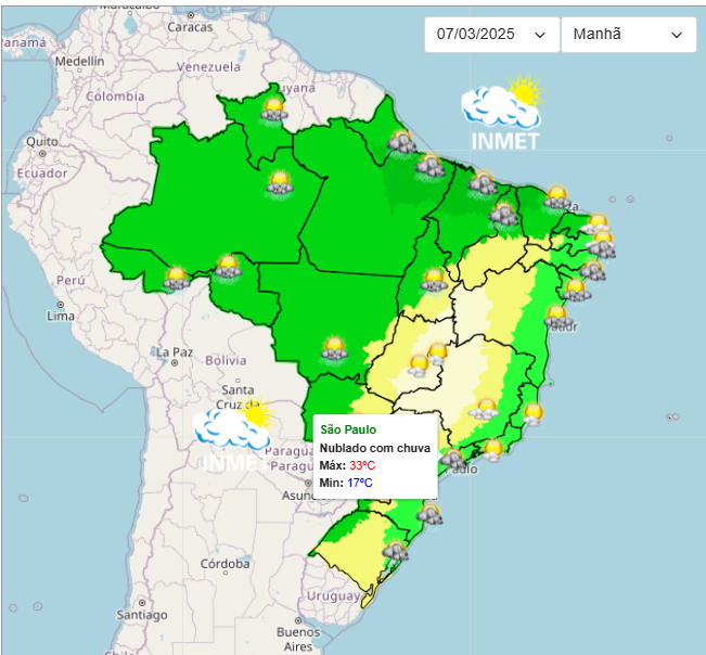 Previsão do tempo para São Paulo nesta 6°feira e final de semana