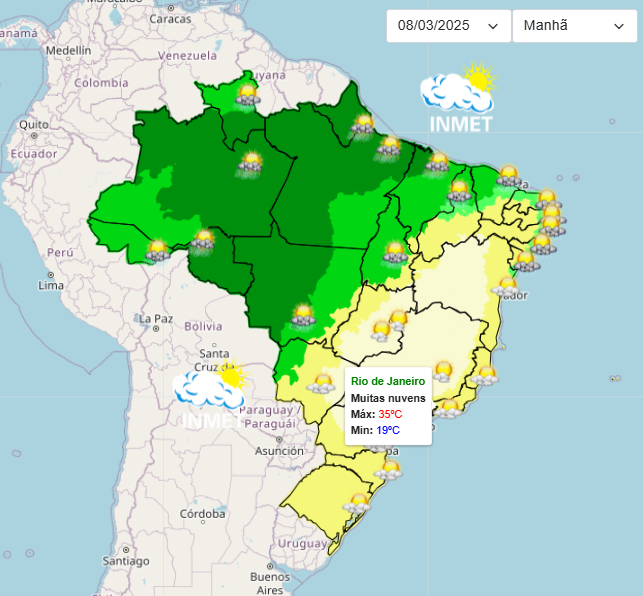 Previsão do tempo para o Sudeste do Brasil nesse final de semana