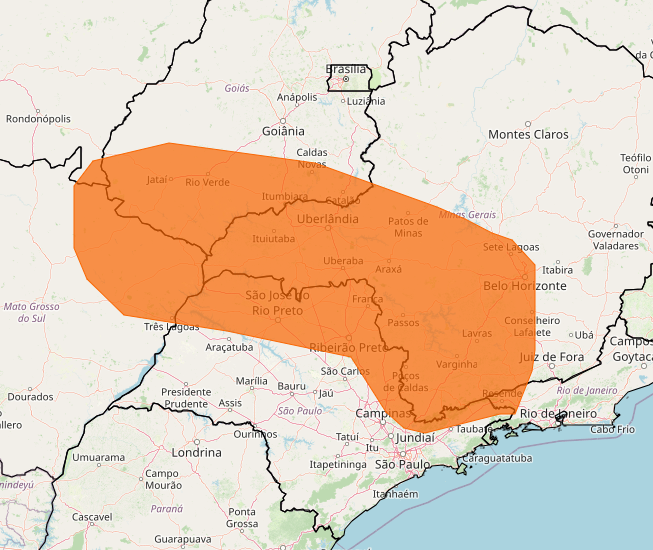 Alerta Inmet para chuvas intensa no sudeste e centro-oeste