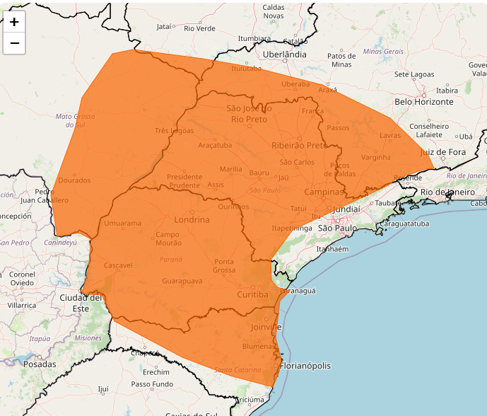 Alerta Inmet para chuvas intensas em várias regiões do sul e sudeste