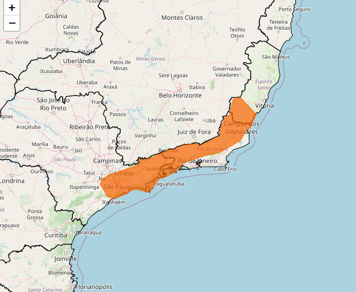 Alerta laranja Inmet para chuvas intensas na região Sudeste