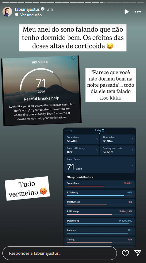 Fabiana Justus relata efeitos colaterais de novo tratamento de saúde