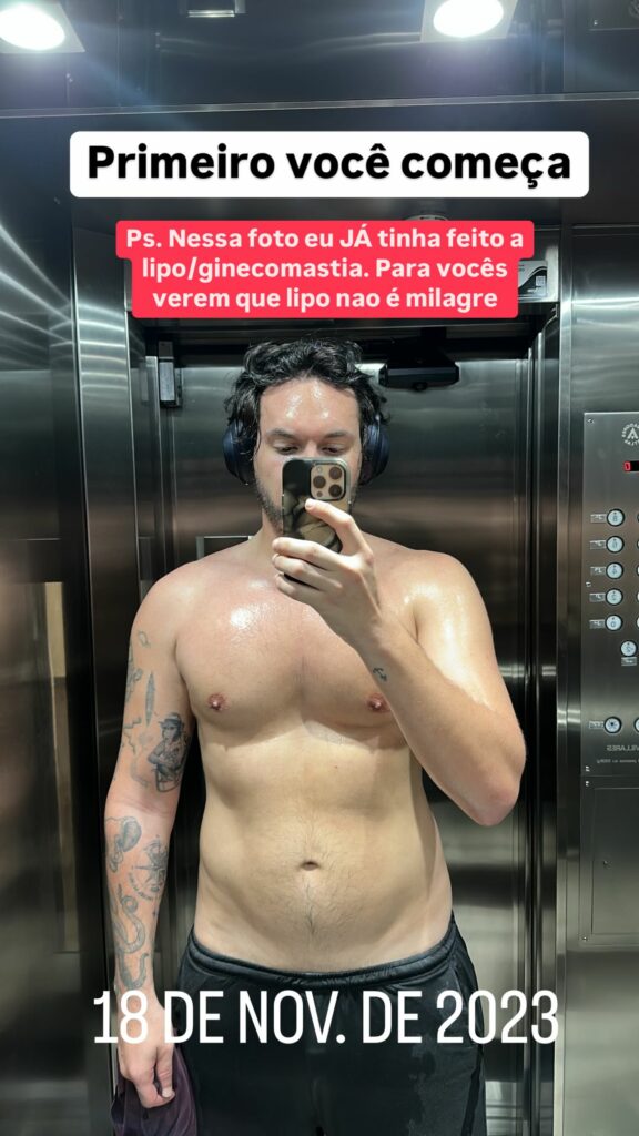 Eliezer surpreende com antes e depois do próprio corpo