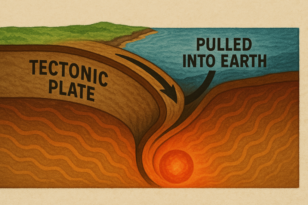 Parte da crosta terrestre está pingando para o manto da Terra
